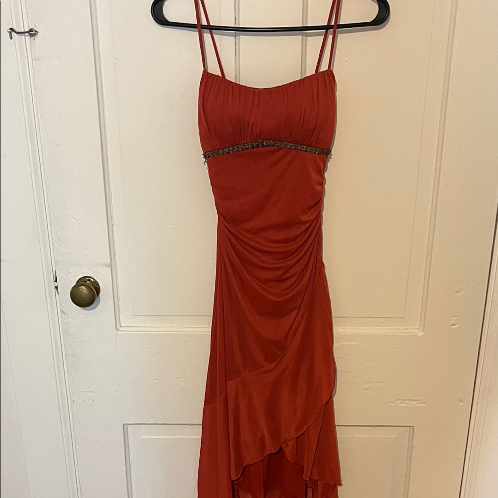 Elegant burnt orange Sleeveless Dress